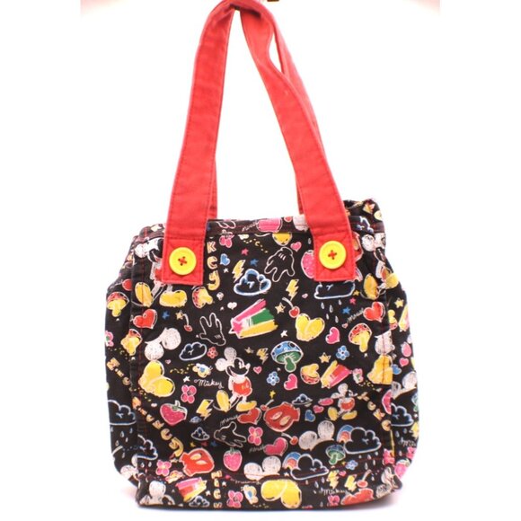 Disneyland Resort Mickey Mouse All Over Print Tote Bag 100% Cotton Book Bag Vtg - Picture 1 of 16